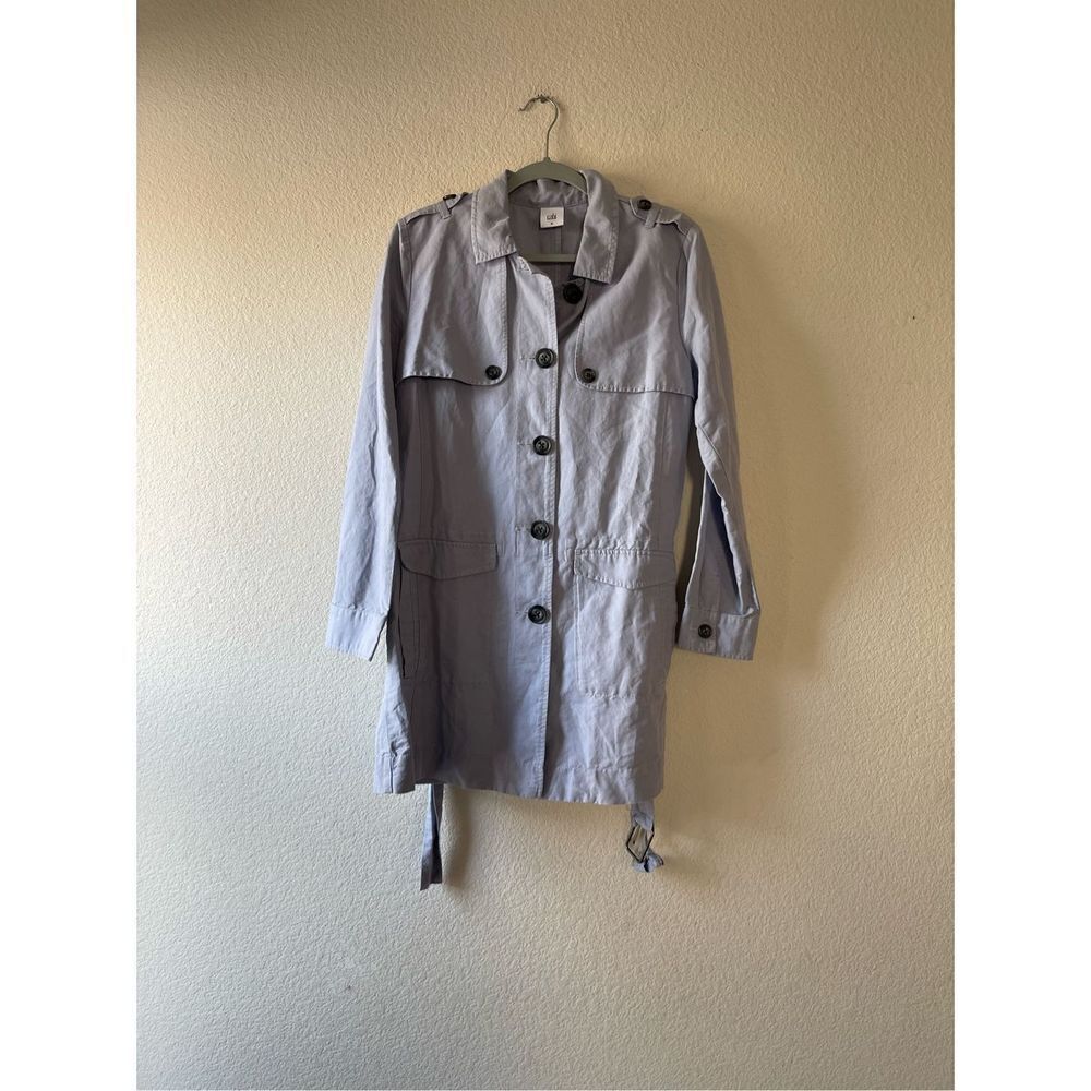 Cabi linen blend Tanner Trench #5296 Silver Lake size medium